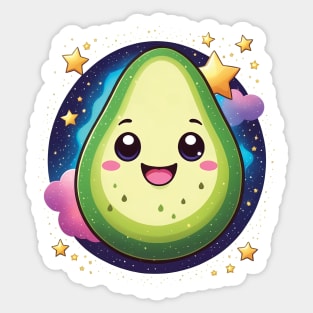Kawaii Avocado in the Sky among Stars Sticker